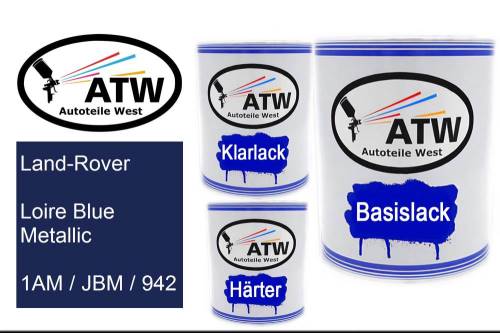 Land-Rover, Loire Blue Metallic, 1AM / JBM / 942: 1L Lackdose + 1L Klarlack + 500ml Härter - Set, von ATW Autoteile West.